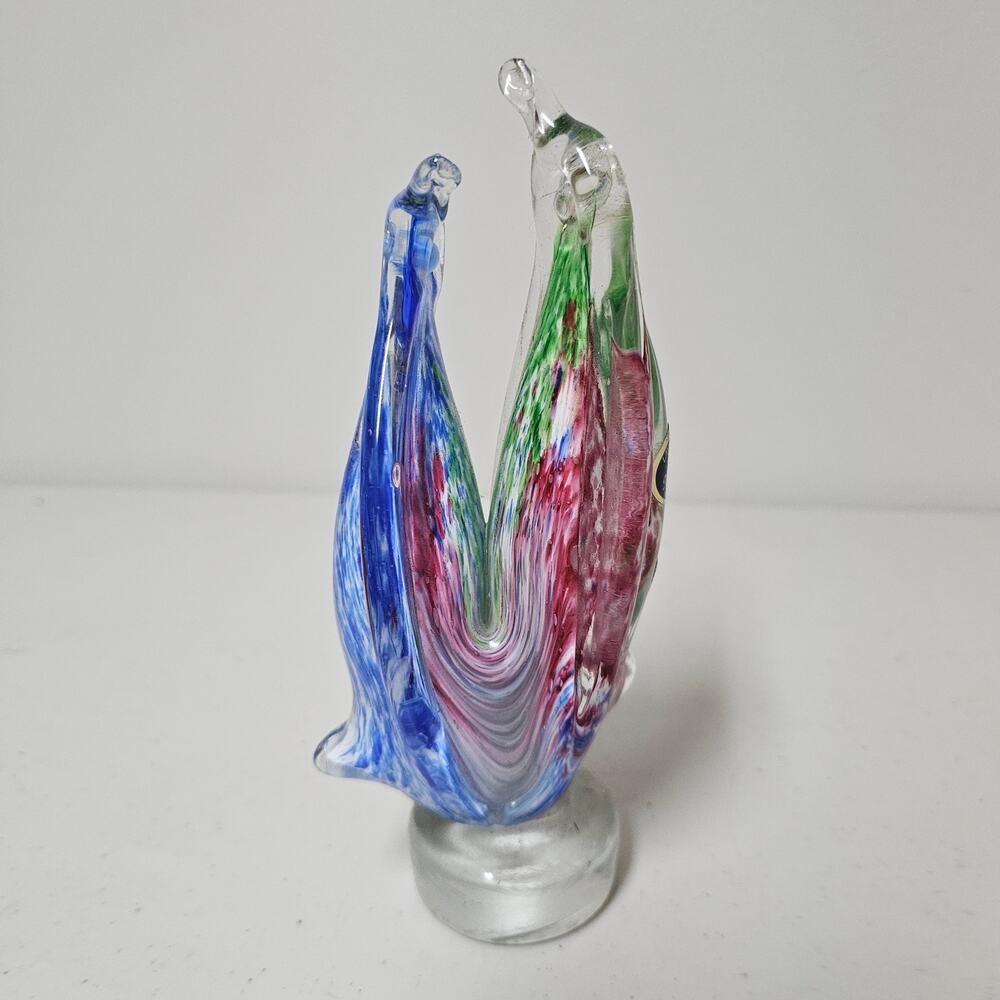 Lavorazione Arte Murano Double Penguin Art Glass Paperweight Made In Italy